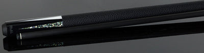 Bull Carbon Black with Mother of Pearl and Elforyn Points Play Cue with Textured Leather Wrap