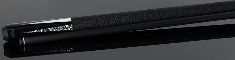 Bull Carbon Black with Mother of Pearl and Elforyn Points Play Cue with Textured Leather Wrap