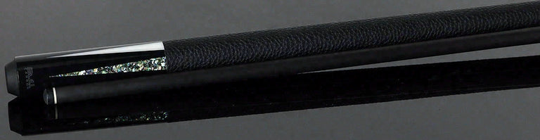 Bull Carbon Black with Mother of Pearl and Elforyn Points Play Cue with Textured Leather Wrap