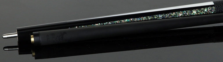 Bull Carbon Black with Mother of Pearl and Elforyn Points Play Cue with Textured Leather Wrap