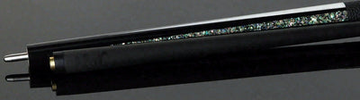 Bull Carbon Black with Mother of Pearl and Elforyn Points Play Cue with Textured Leather Wrap