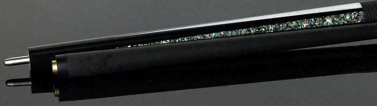 Bull Carbon Black with Mother of Pearl and Elforyn Points Play Cue with Textured Leather Wrap