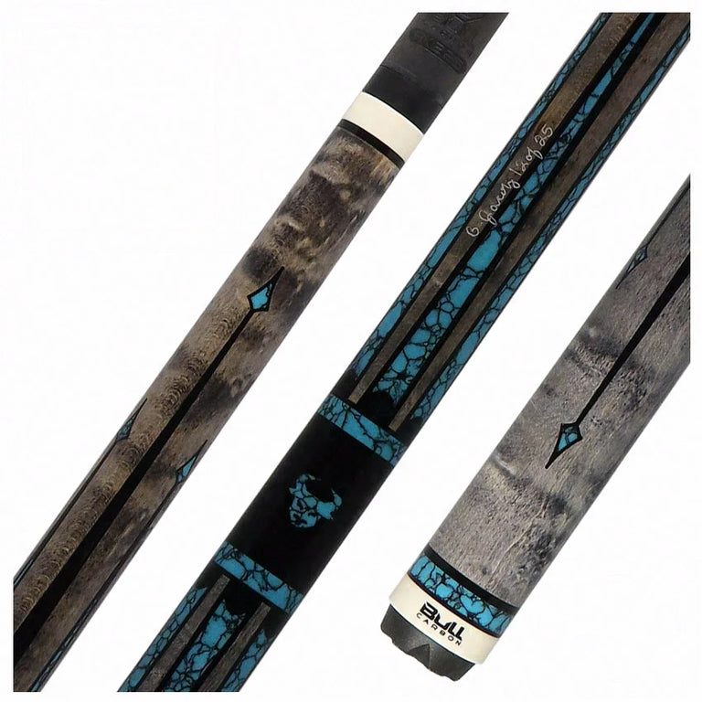 Bull Carbon By Jacoby Limited Edition Smoke Grey Blue Recon No Wrap Pool Cue with LD Carbon Fiber Shaft - BCUSA1N