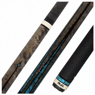 Bull Carbon By Jacoby Limited Edition Smoke Grey Blue Recon Pool Cue with Leather Wrap and LD Carbon Fiber Shaft - BCUSA1W