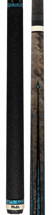 Bull Carbon By Jacoby Limited Edition Smoke Grey Blue Recon Pool Cue with Leather Wrap and LD Carbon Fiber Shaft - BCUSA1W
