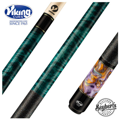 Viking Bedlam Series Cue - Teal Stain and Water Lily Premium Pearl - BE0308