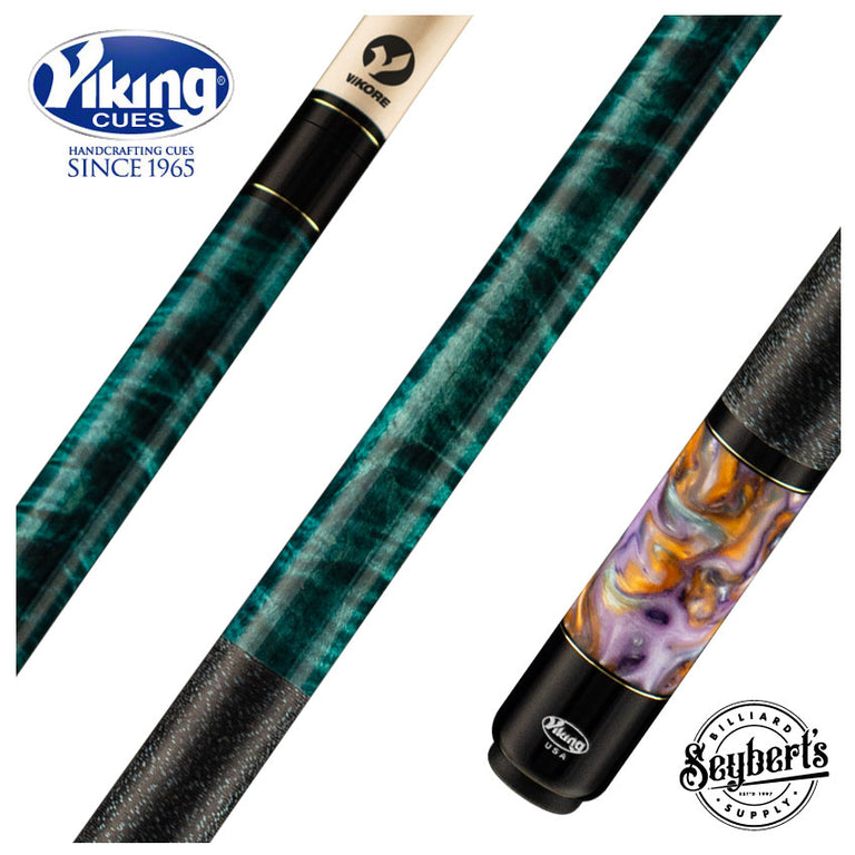 Viking Bedlam Series Cue - Teal Stain and Water Lily Premium Pearl - BE0308