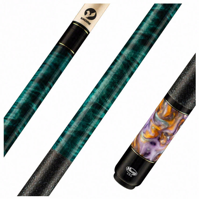 Viking Bedlam Series Cue - Teal Stain and Water Lily Premium Pearl - BE0308