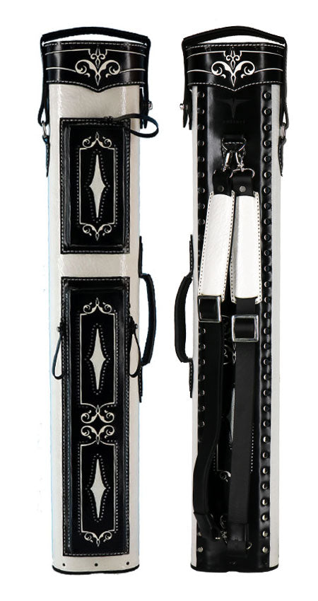 Volturi Custom Brogue Black/White 3x6 Hard Pool Cue Case - VCBS3X6WHBLK