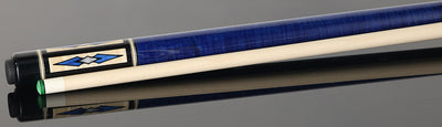 Pechauer Pro R Series Ebony-Stained Maple with Maple Points and Blue Stained Maple Wrap Section Pool Cue