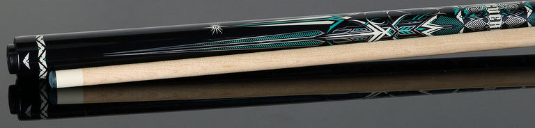 Cueroc Storm 2 Black and Green Graphic No Wrap Pool Cue