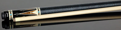 Jacoby Ebony Forearm with Bocote Points and Elforyn/Turquoise Inlays Pool Cue with 12.80mm Jacoby Ultra Pro Shaft