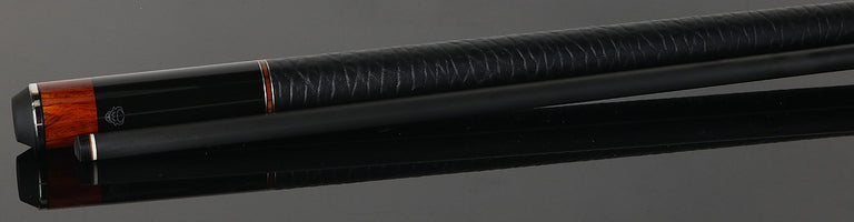 Bull Carbon Black with Cocobolo Inlays Play Cue with Textured Leather Wrap