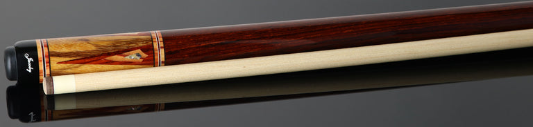 Jacoby Custom Tiger Caspi, Cocobolo, Tulipwood and Abalone Play Cue - 0924-75