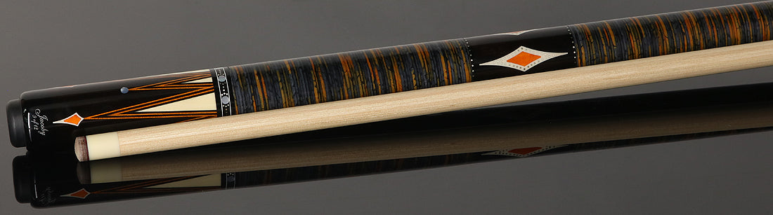 Jacoby Custom Orange Raven Pool Cue with Stacked Leather Wrap