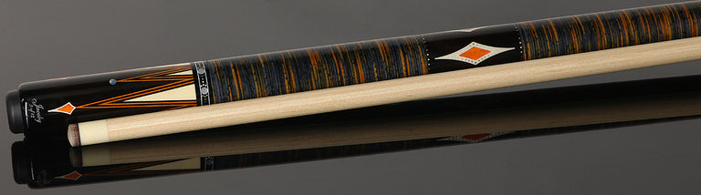 Jacoby Custom Orange Raven Pool Cue with Stacked Leather Wrap - 0917-52SWOR