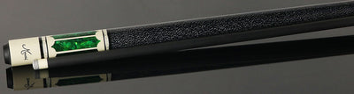 Meucci 2020 White - Green Pearl - Black/White Wrap Pool Cue with Carbon Shaft - 2020WHGRBKWHC