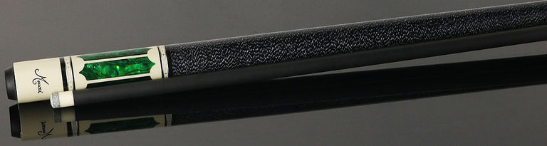 Meucci 2020 White - Green Pearl - Black/White Wrap Pool Cue with Carbon Shaft - 2020WHGRBKWHC