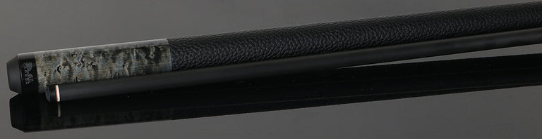 Bull Carbon Gray-Stained Birdseye Maple Play Cue with Textured Leather Wrap