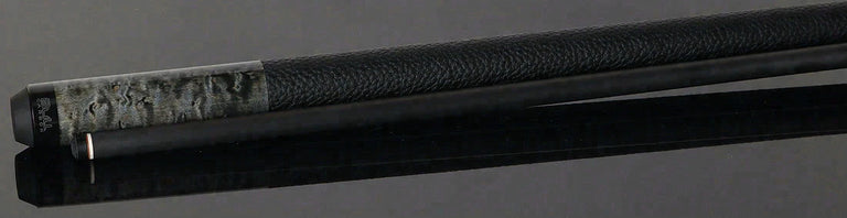 Bull Carbon Gray-Stained Birdseye Maple Play Cue with Textured Leather Wrap