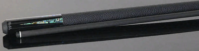 Bull Carbon Black with 6 Genuine Abalone Points Play Cue with Textured Leather Wrap
