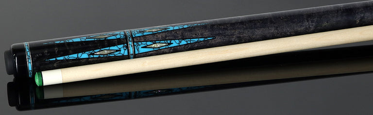 Pechauer Limited Edition Carbon Stained Maple with Turquoise Points and Abalone Inlays Pool Cue - PL36