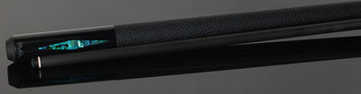 Bull Carbon Blue Stained Maple with Blue Genuine Shell Inlays Play Cue with Textured Leather Wrap