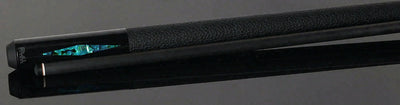 Bull Carbon Blue Stained Maple with Blue Genuine Shell Inlays Play Cue with Textured Leather Wrap