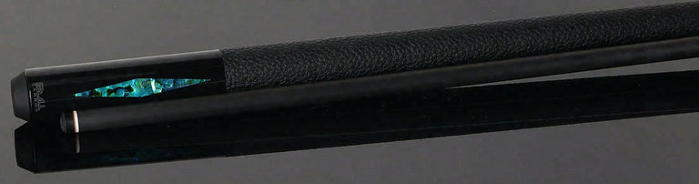 Bull Carbon Blue Stained Maple with Blue Genuine Shell Inlays Play Cue with Textured Leather Wrap