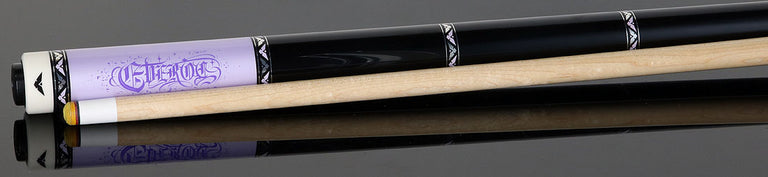 Cueroc Goth 2 Purple with Silver Graphic No Wrap Pool Cue