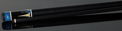 Longoni Galaxy Cyan Pool Cue with Linen Wrap and Luna Nera Shaft