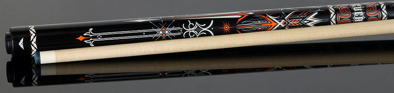 Cueroc Storm 1 Black and Orange Graphic No Wrap Pool Cue