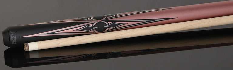 K2 Matte Metallic Pink with Black and Silver No Wrap Pool Cue with 11.75mm LD Koda Shaft