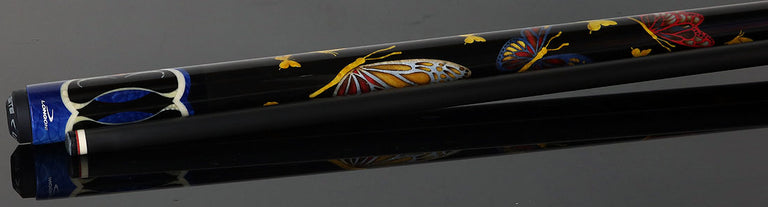 Longoni Papilio Lux Arcobaleno Pool Cue with American Luna Nera Pure Graphite shaft