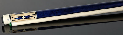Pechauer JP T Series No-Stained Maple with Sim. Ebony Framed Blue Pearl Points No Wrap Pool Cue