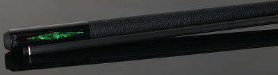 Bull Carbon Green Stained Maple with Green Genuine Shell Inlays Play Cue with Textured Leather Wrap