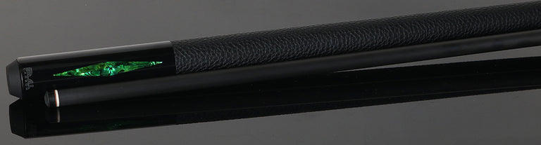 Bull Carbon Green Stained Maple with Green Genuine Shell Inlays Play Cue with Textured Leather Wrap
