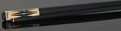 Bull Carbon Birdseye Maple with Black Points and Abalone Inlays Play Cue with Textured Leather Wrap
