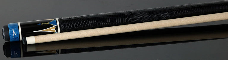 Longoni Galaxy Cyan Pool Cue with Lizard Wrap and S2 American Shaft