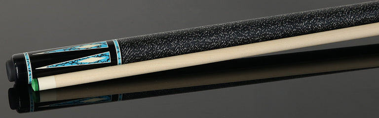Pechauer Pro R Series Ebony-Stained Maple with Sim. Ivory Framed Turquoise Points Pool Cue with Irish Linen Wrap