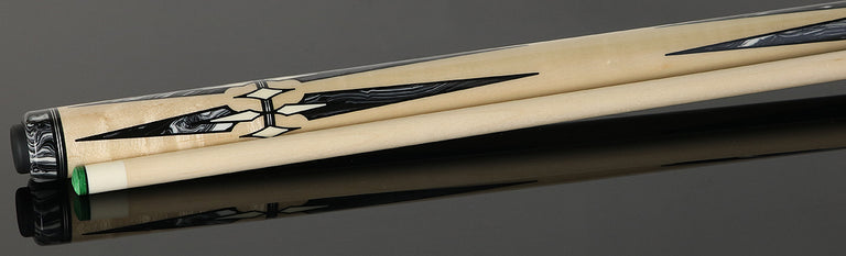 Pechauer Pro R Series No-Stained Maple with Black and White Malachite Points No Wrap Pool Cue