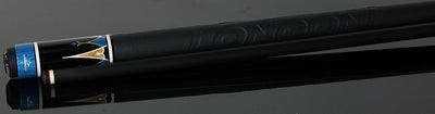 Longoni Galaxy Cyan Pool Cue with Elk Leather Wrap and Luna Nera Shaft