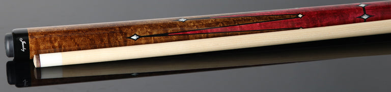 Jacoby Custom Pink-Stained Birdseye Maple with Buffalo Turquoise Play Cue - 0324-121