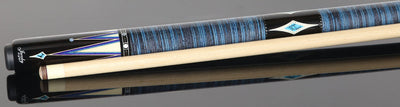 Jacoby Raven Blue Limited Cue With 12.75 Ultra Shaft and Blue/Black Stacked Leather Wrap