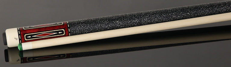 Pechauer JP T Series Wine-Stained Maple with Sim. Ebony Points and Red Pearl Inlays Pool Cue with Irish Linen Wrap