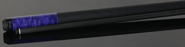 Bull Carbon Purple-Stained Birdseye Maple Play Cue with Textured Leather Wrap