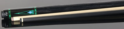 Jacoby Nova Ebony and Malachite Custom Pool Cue with 12.7mm Jacoby Black V4 Carbon Shaft and Ultra Pro Shaft