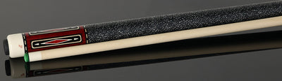 Pechauer JP T Series Wine-Stained Maple with Sim. Ebony Points and Red Pearl Inlays Pool Cue with Irish Linen Wrap