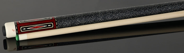 Pechauer JP T Series Wine-Stained Maple with Sim. Ebony Points and Red Pearl Inlays Pool Cue with Irish Linen Wrap