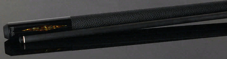 Bull Carbon Gold Stained Maple with Gold Genuine Shell Inlays Play Cue with Textured Leather Wrap